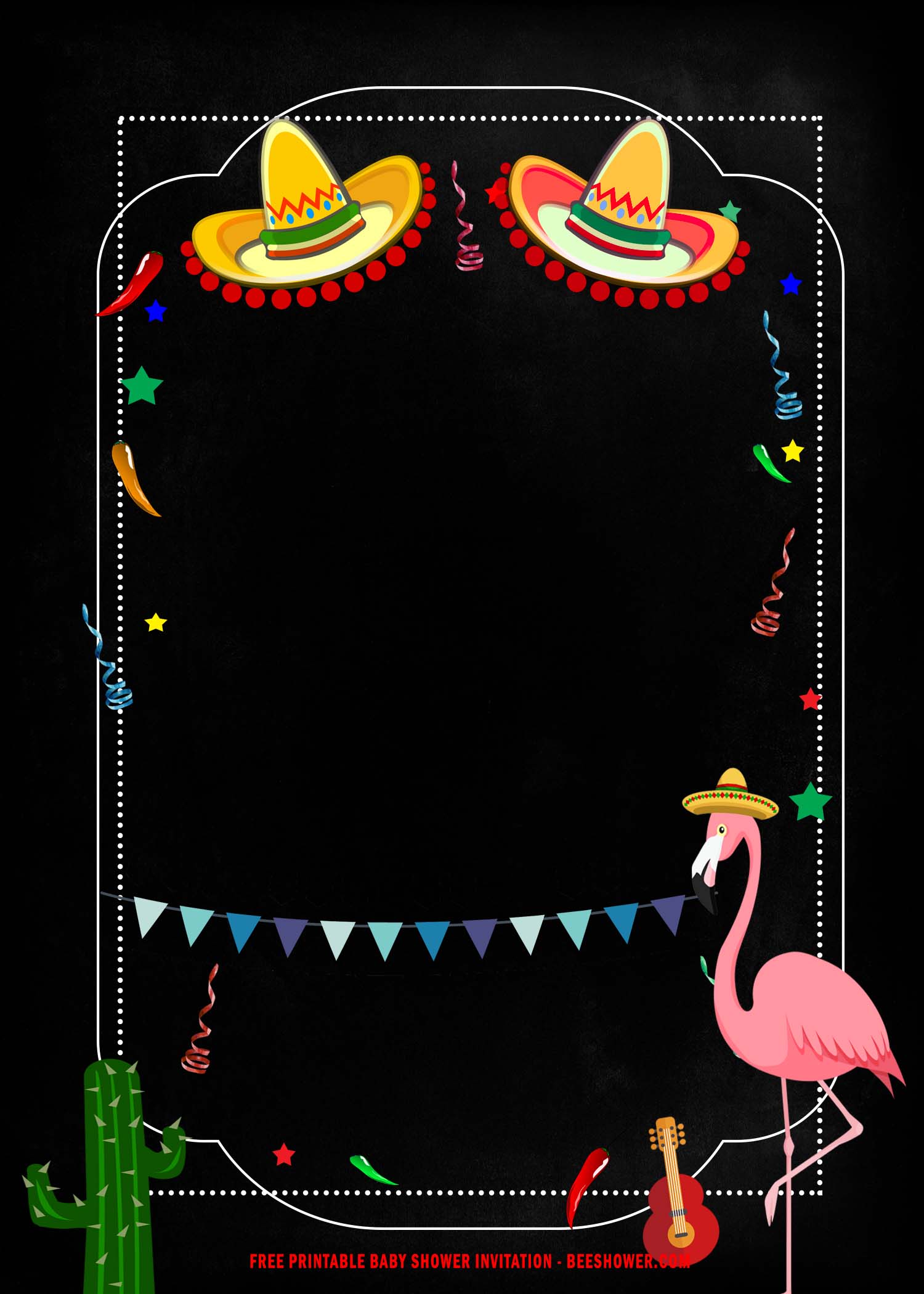 (FREE Printable) Mexico Fiesta Baby Shower Invitation Templates