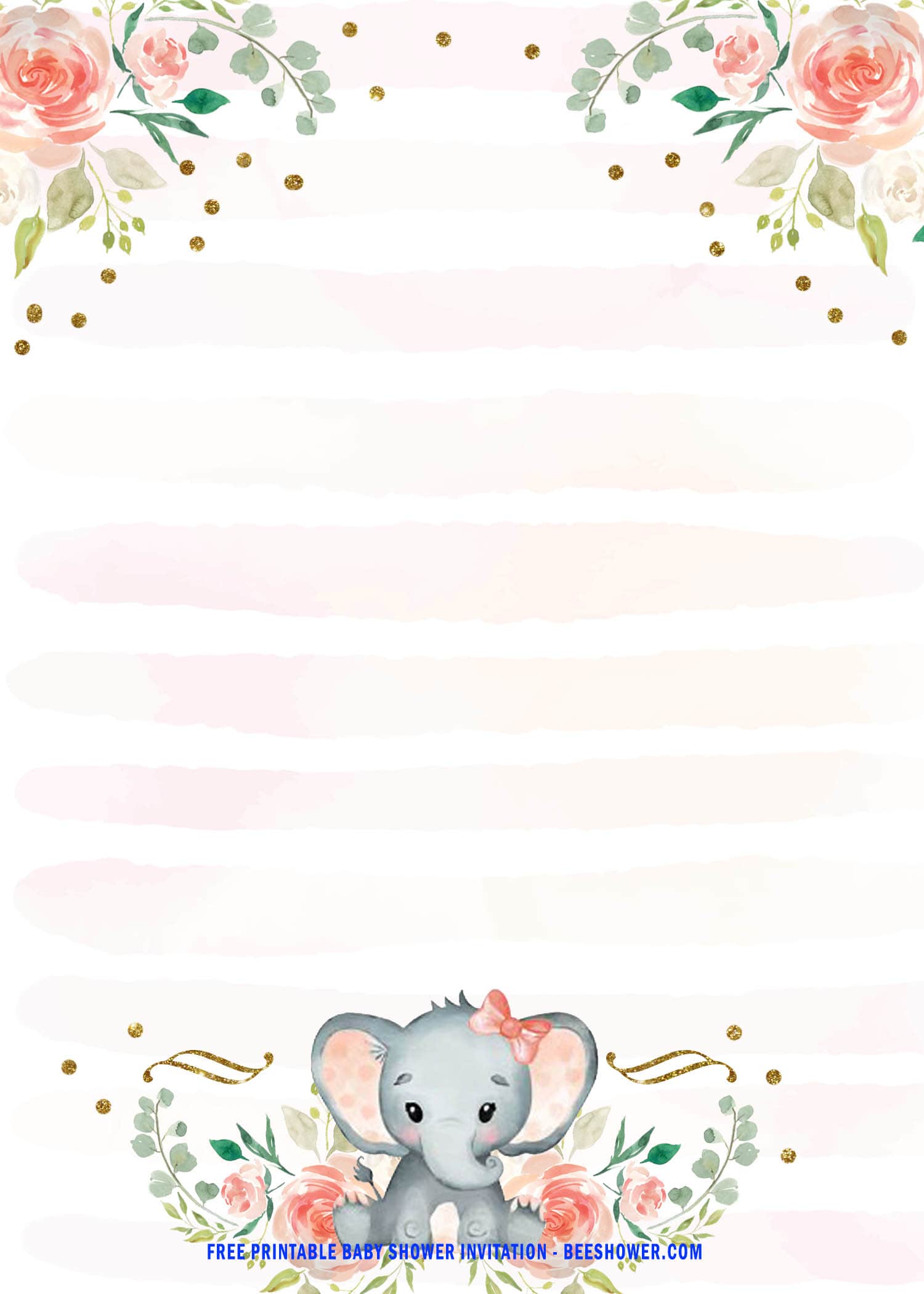 pink elephant baby shower invitations free