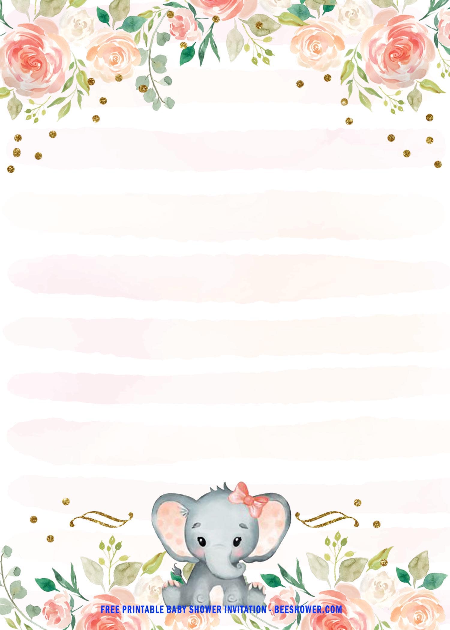 FREE Printable Pink Baby Elephant Baby Shower Invitation Templates FREE Printable Baby Shower