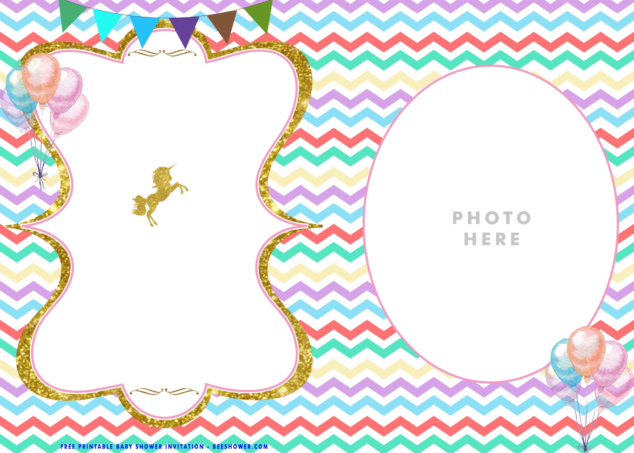 free printable unicorn party baby shower invitation templates