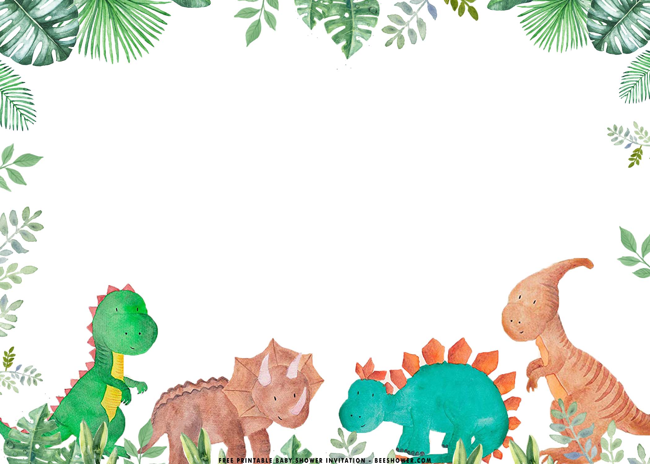 (FREE Printable) Dinosaur Baby Shower Invitation Templates FREE