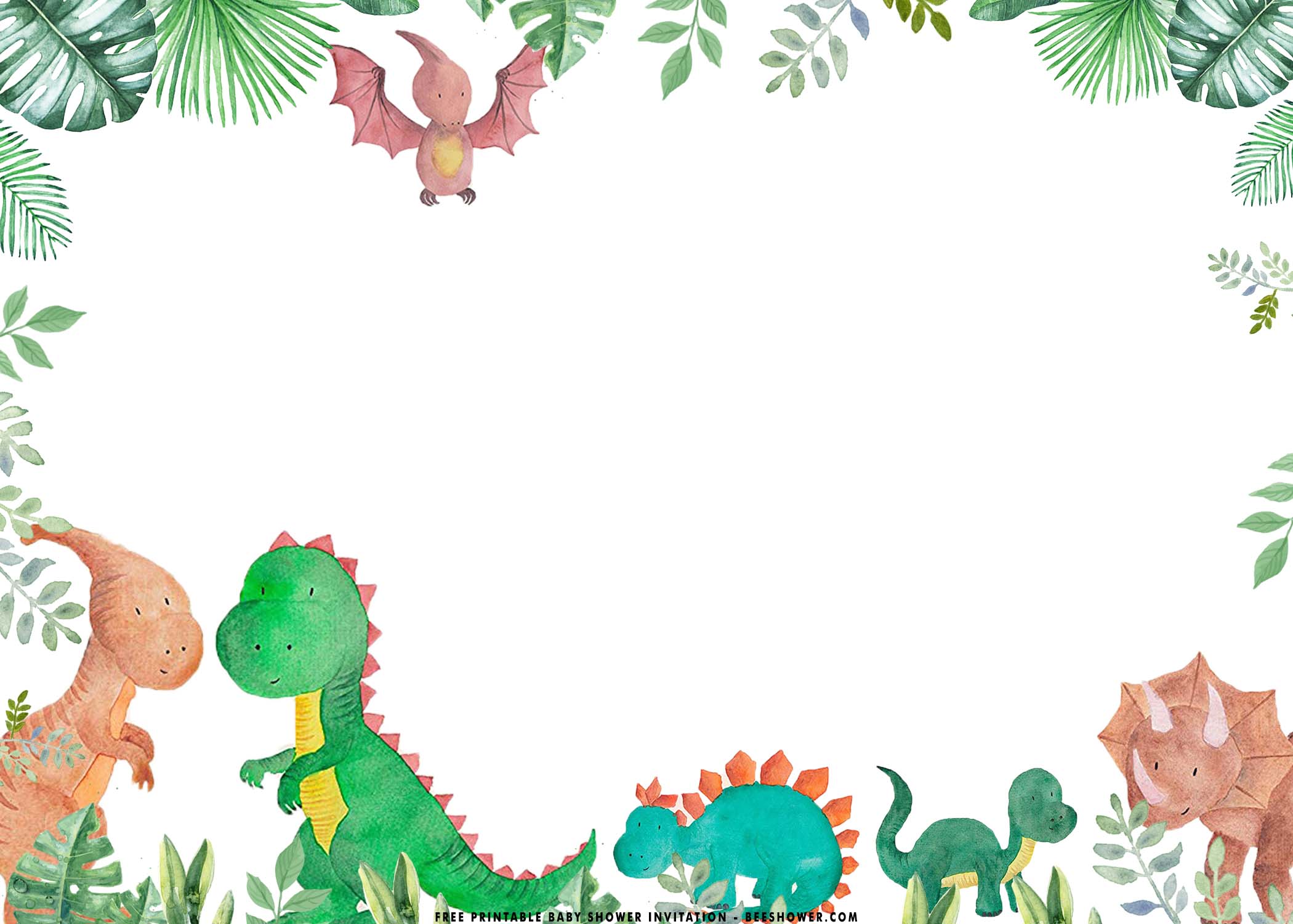 (FREE Printable) Dinosaur Baby Shower Invitation Templates FREE