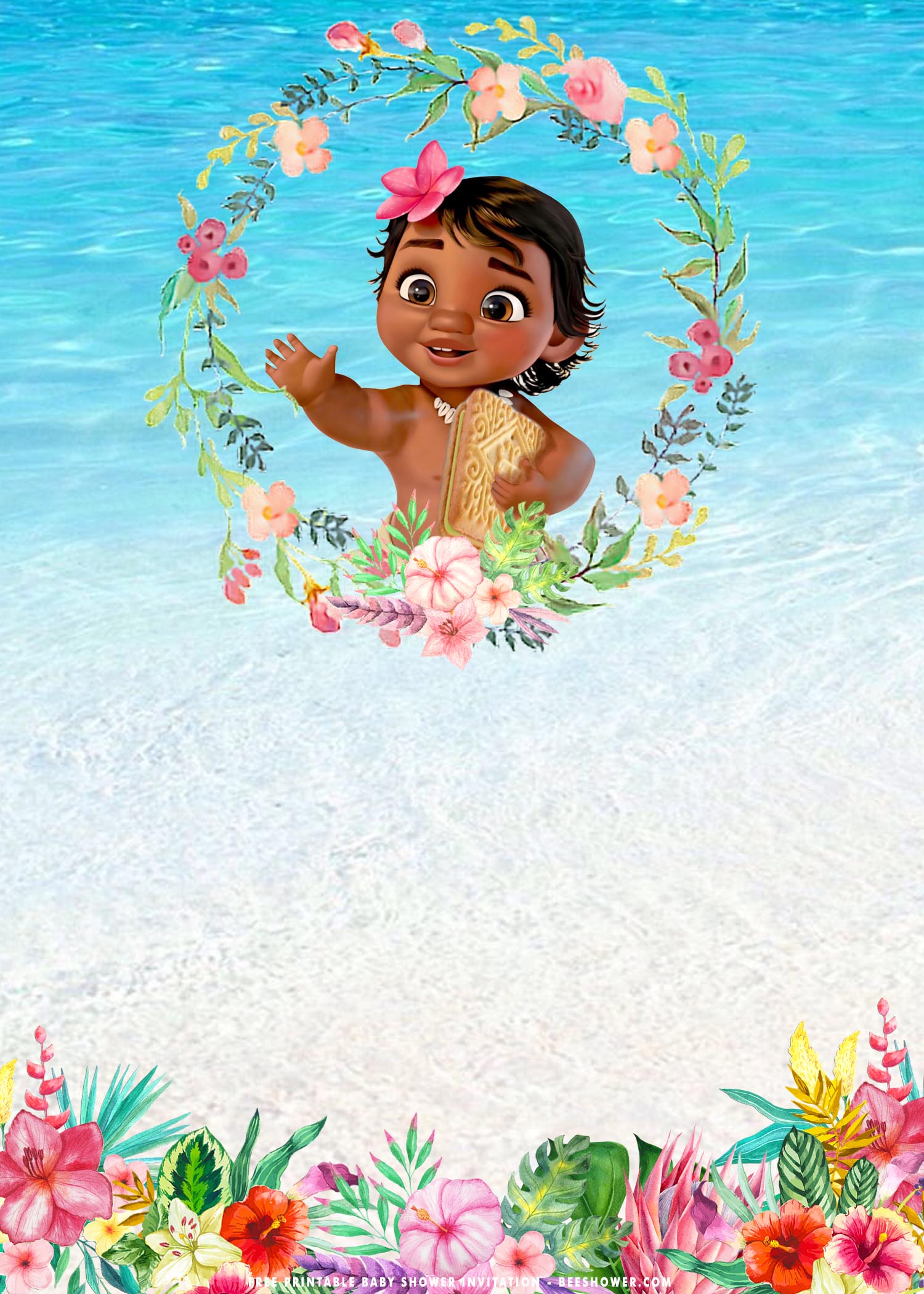 (FREE Printable) - Baby Moana Baby Shower Invitation ...