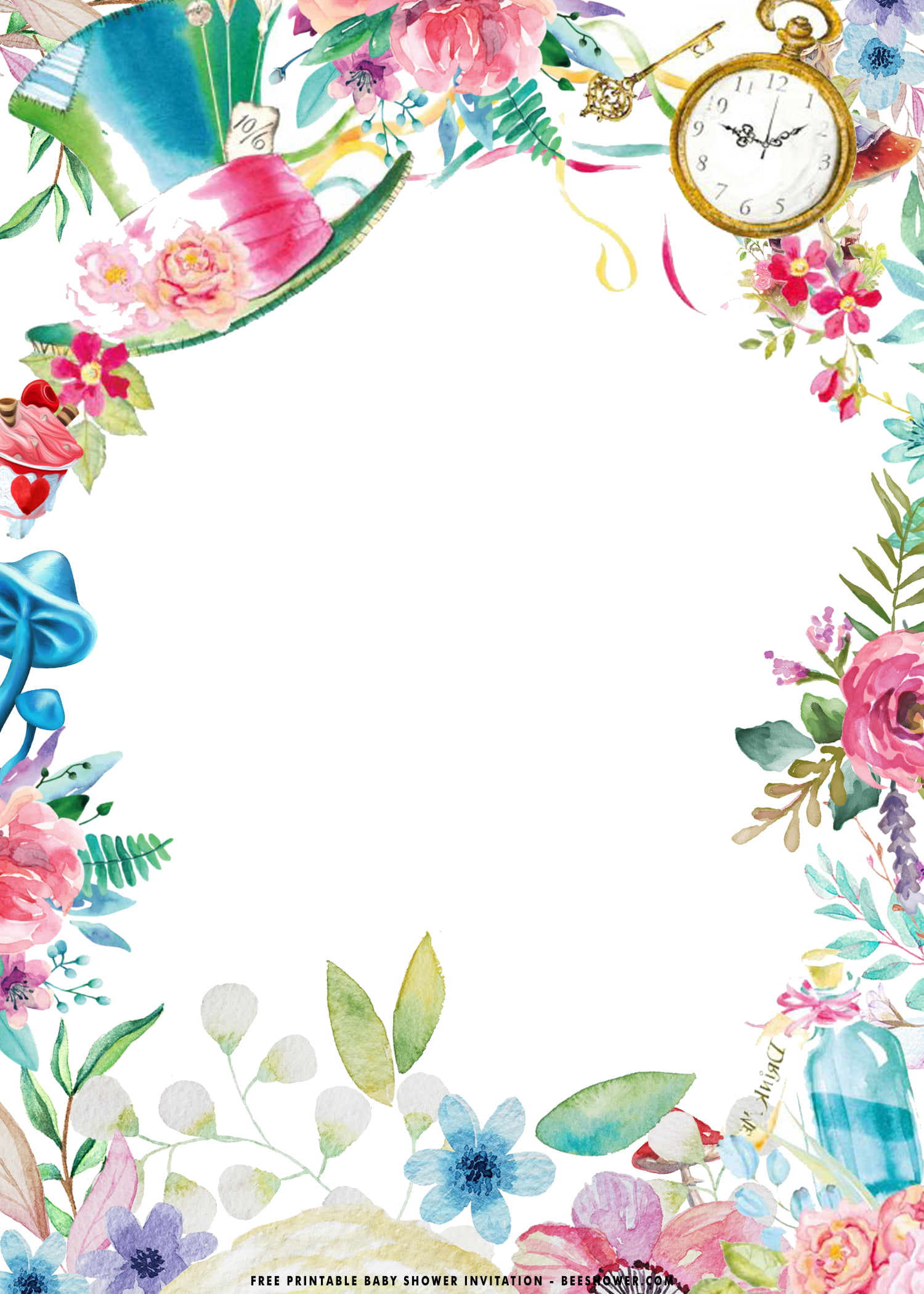 (FREE Printable) Fun Alice In Wonderland Fun Birthday Invitation