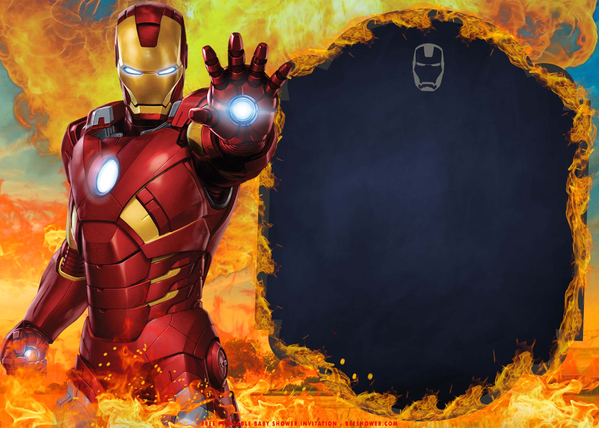 free-printable-iron-man-in-flames-birthday-invitation-templates