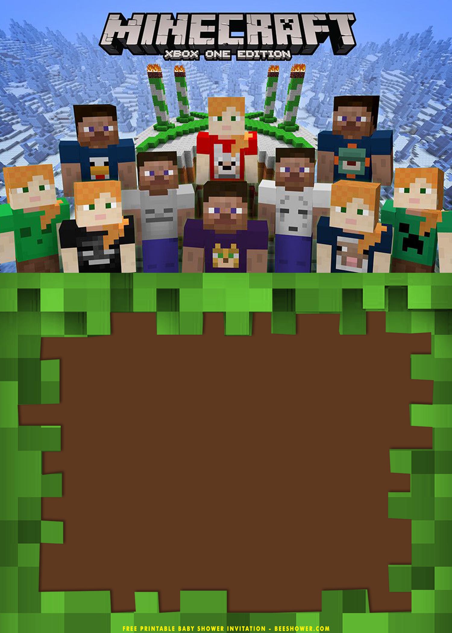 Minecraft Birthday Invite Template from www.beeshower.com