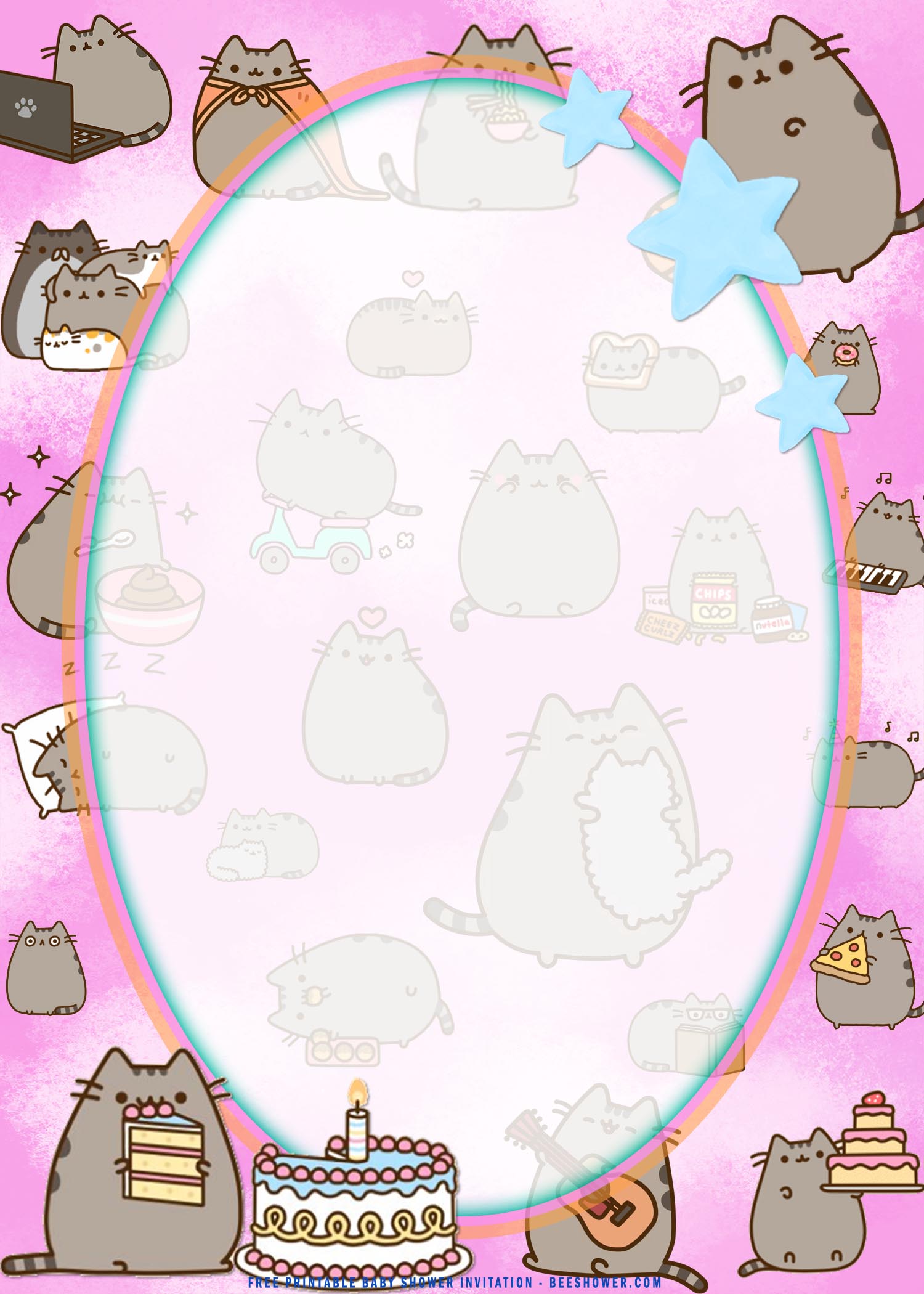 pusheen birthday invitation
