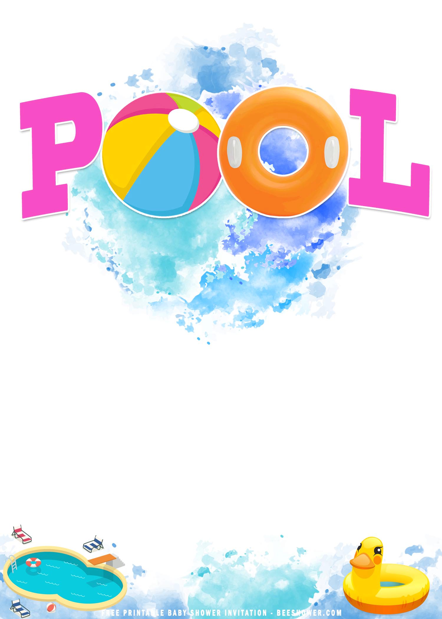  FREE Printable Summer Pool Birthday Party Invitation Templates 