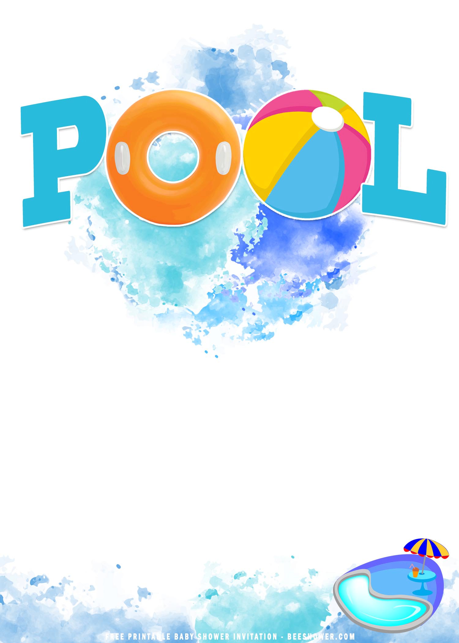  FREE Printable Summer Pool Birthday Party Invitation Templates FREE Printable Baby Shower