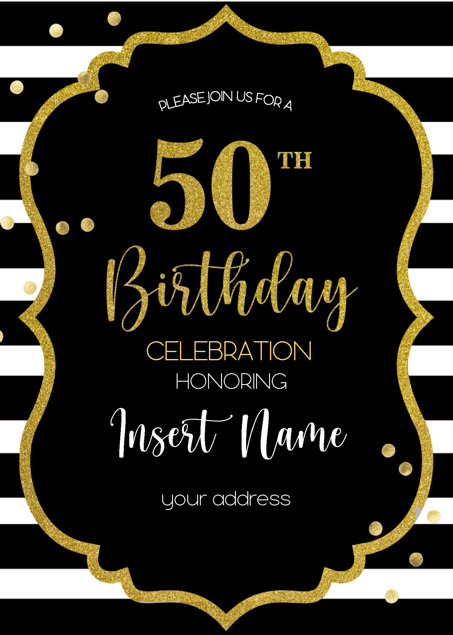 50th Birthday Printable Cards