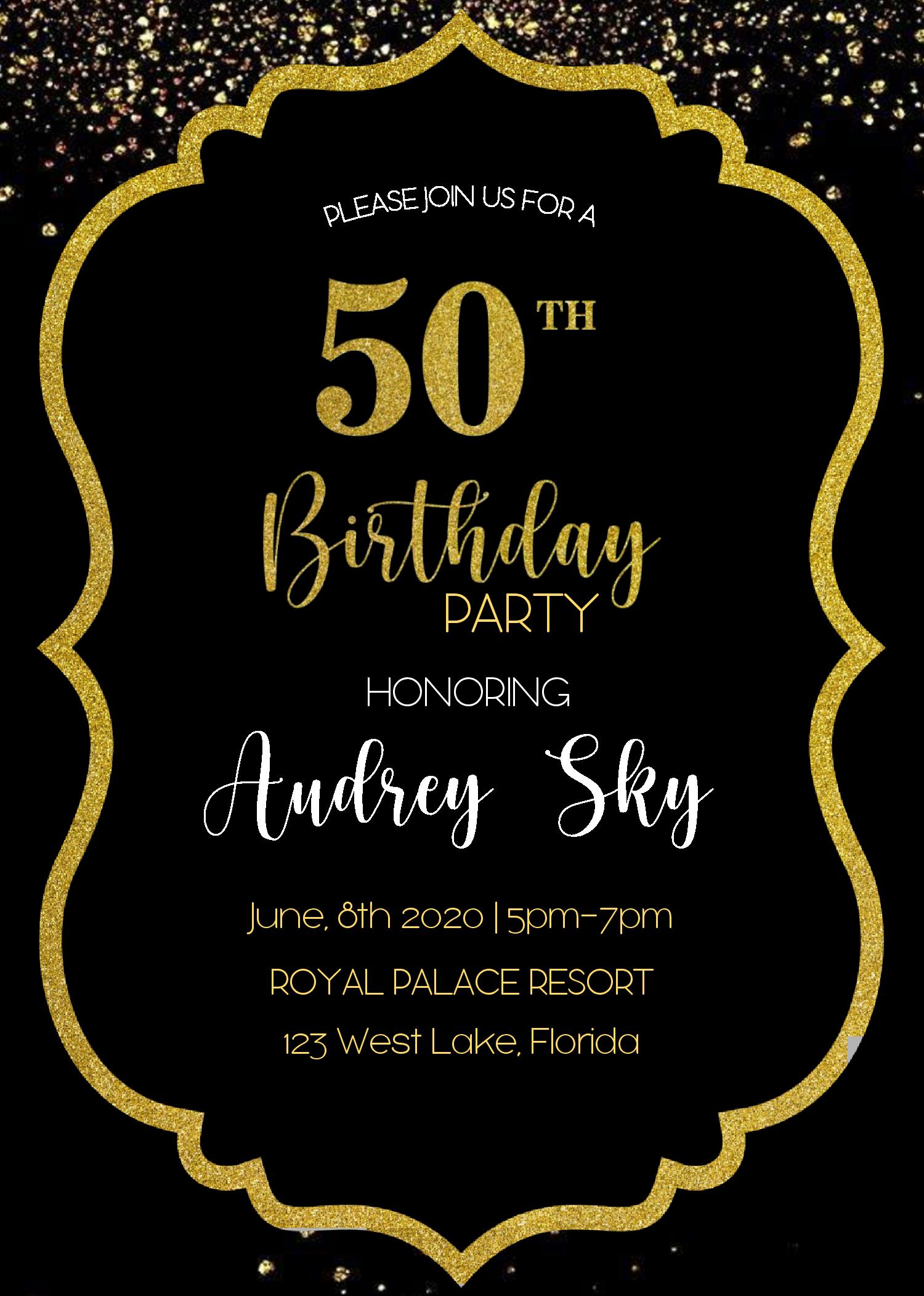 50th Birthday Invitations Free Printable Template