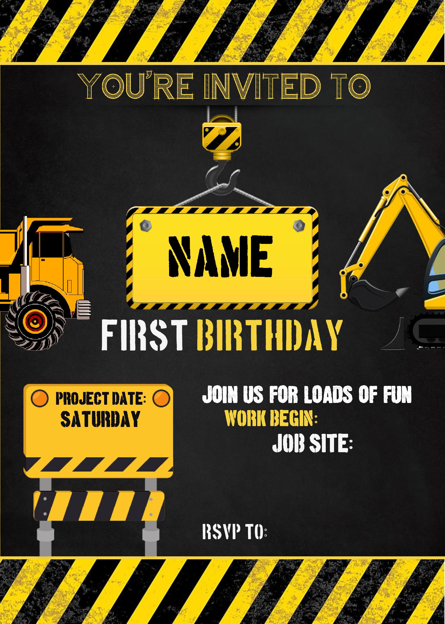 Free Printable Construction Invitation Templates