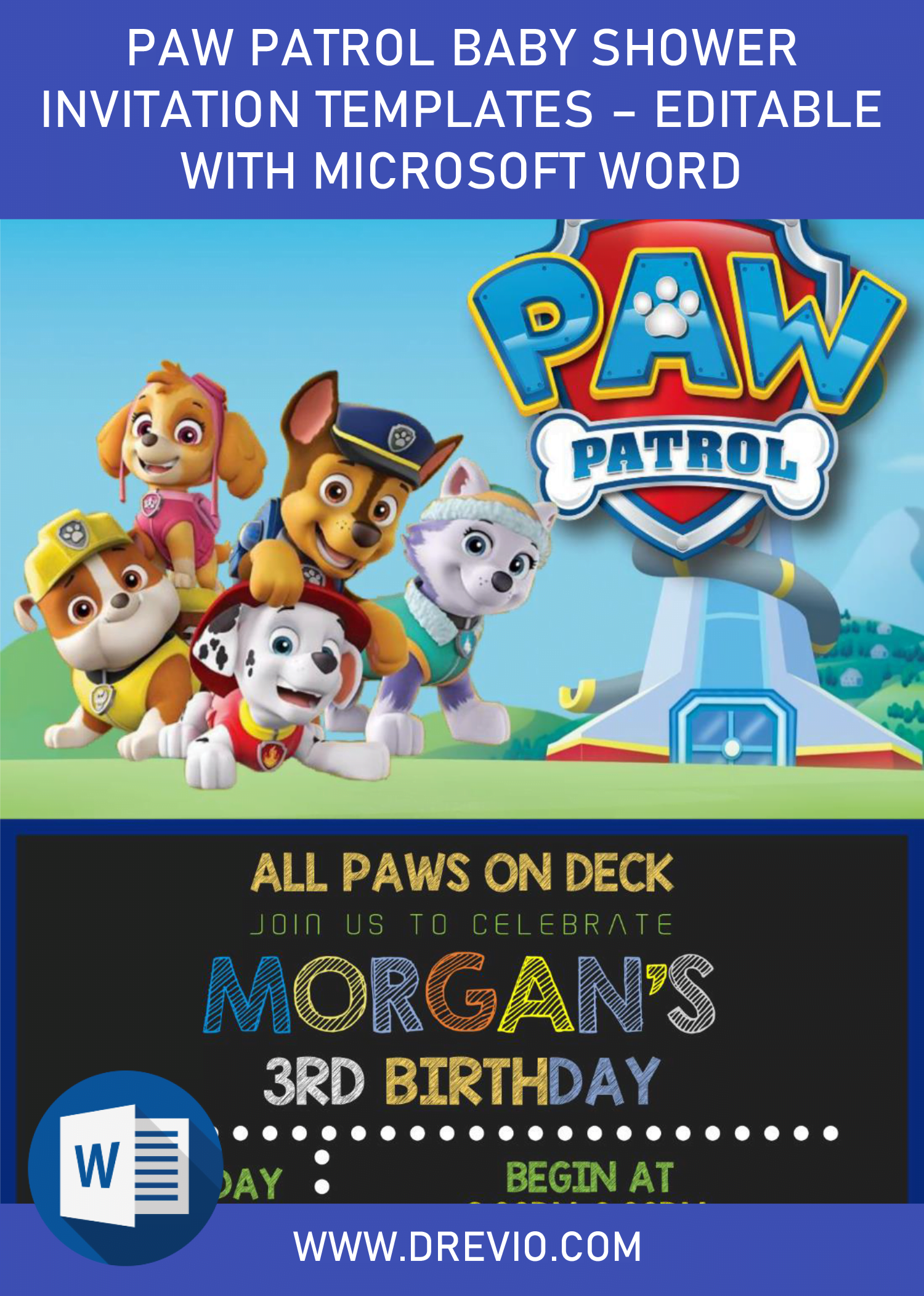 paw patrol baby shower invitations