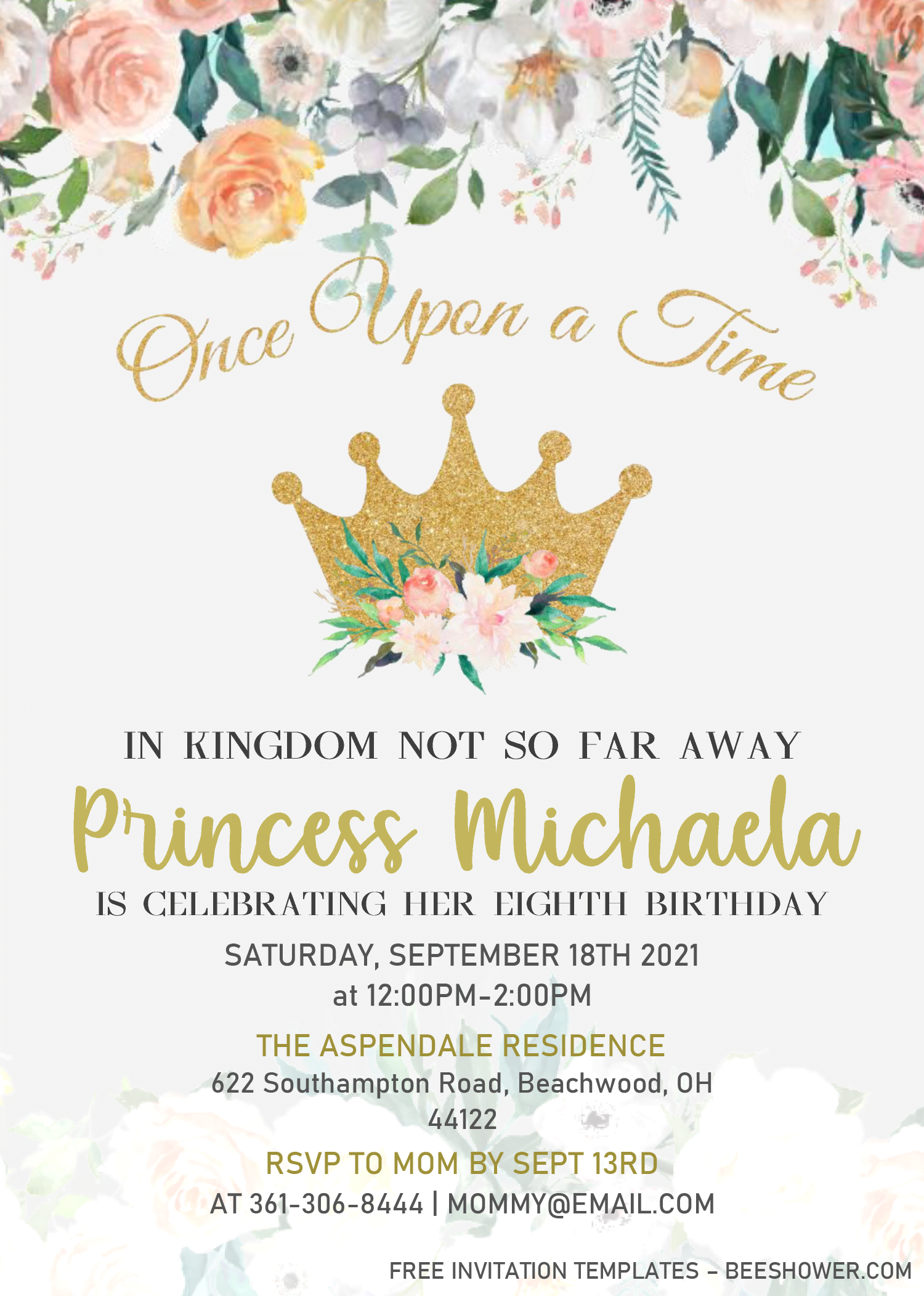 Princess Birthday Invitation Templates Editable .Docx FREE