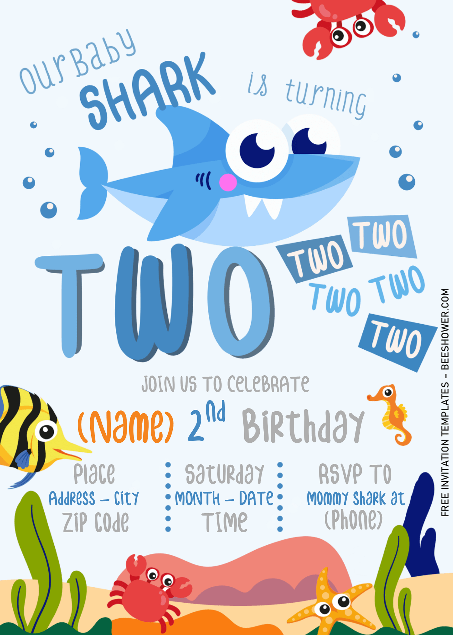 baby shark baby shower invitations