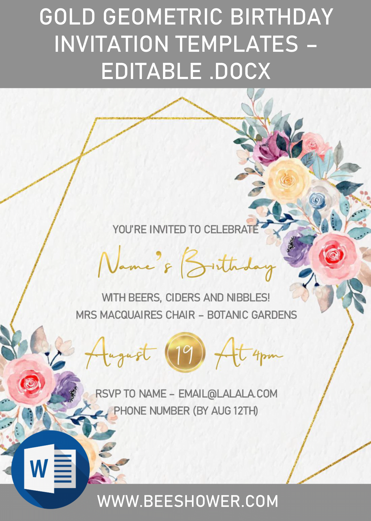 Gold Geometric Baby Shower Invitation Templates - Editable ...