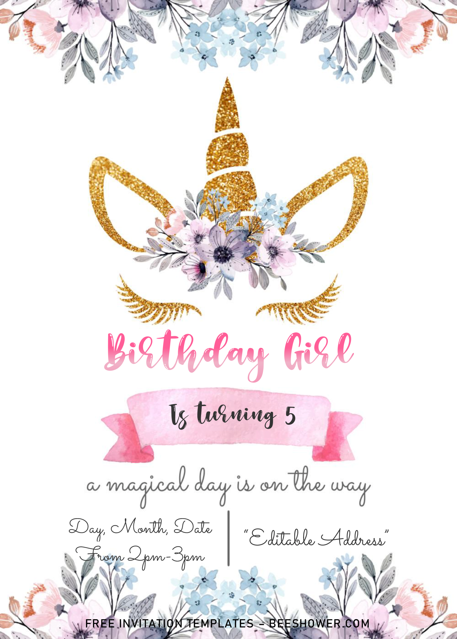 magical unicorn baby shower invitation templates