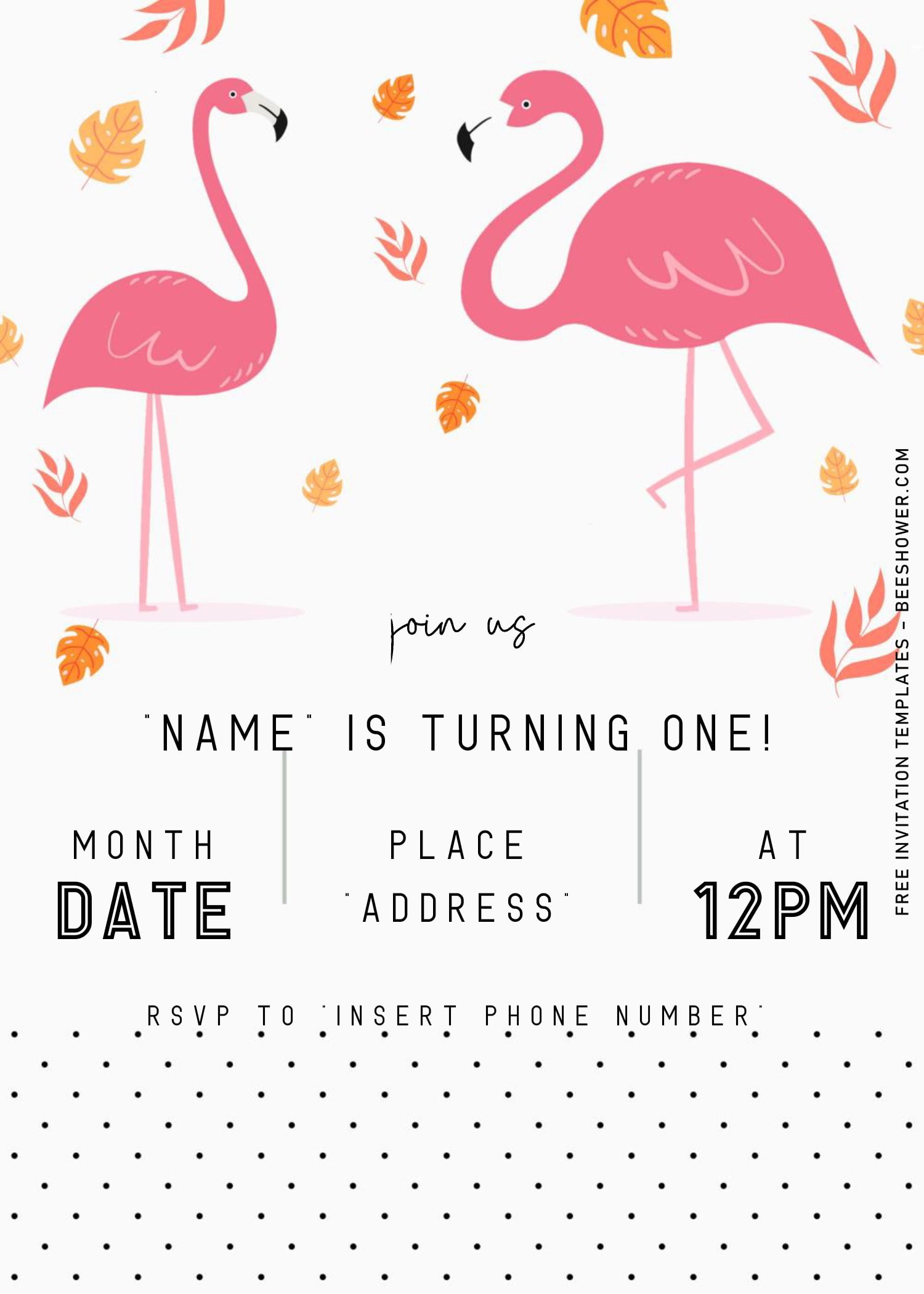 flamingo birthday invitation templates