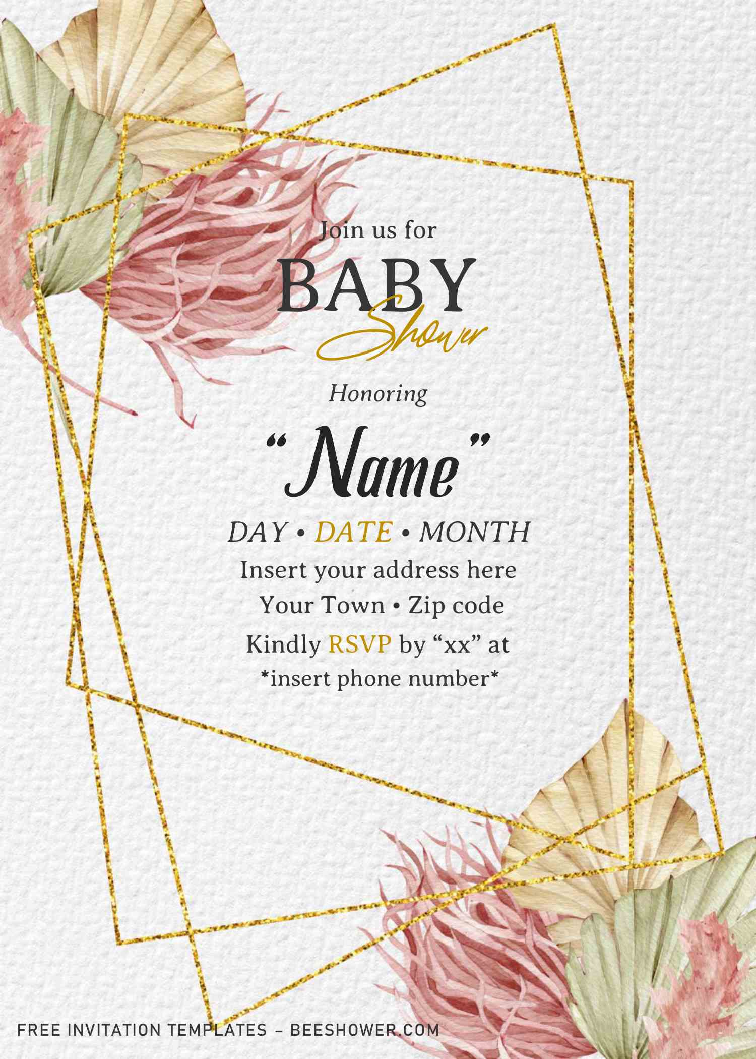 Free Bohemian Baby Shower Invitation Templates For Word FREE