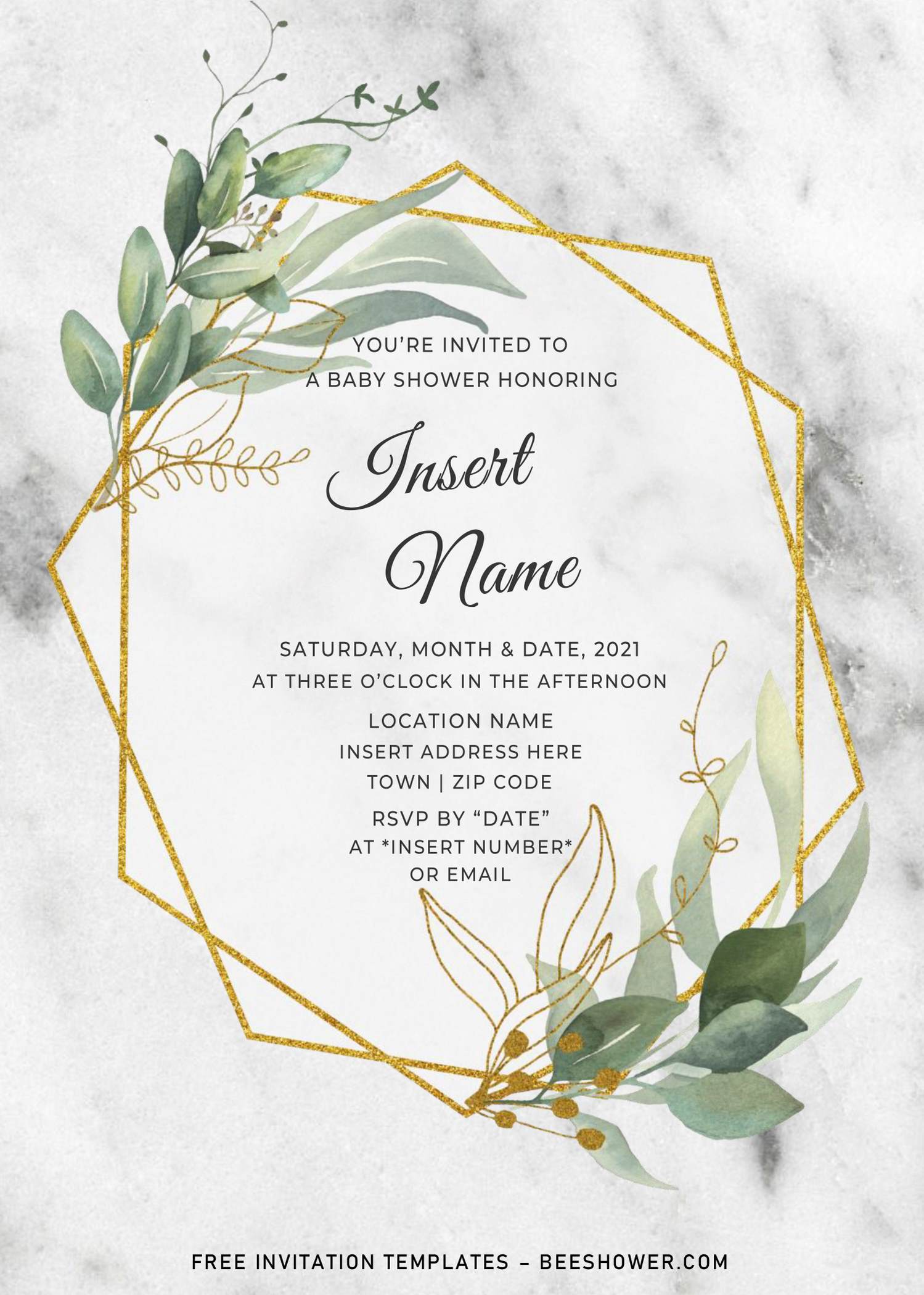 Free Gold Boho Baby Shower Invitation Templates For Word FREE