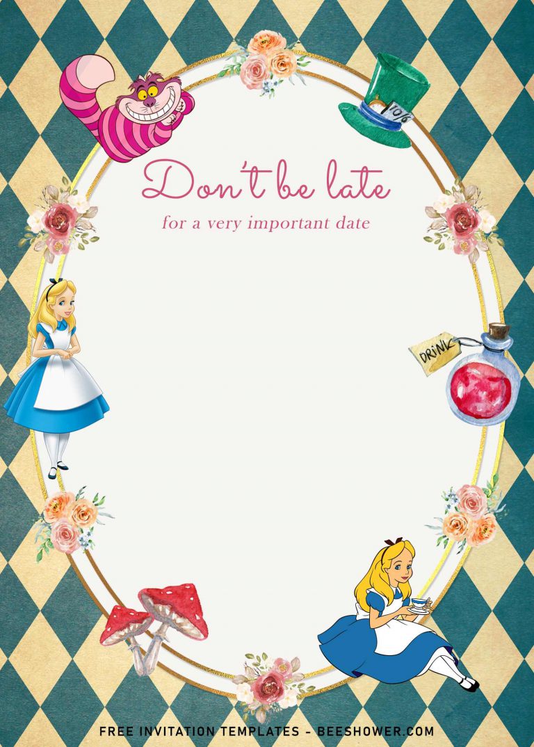 8+ Vintage Cute Alice In Wonderland Birthday Invitation Templates