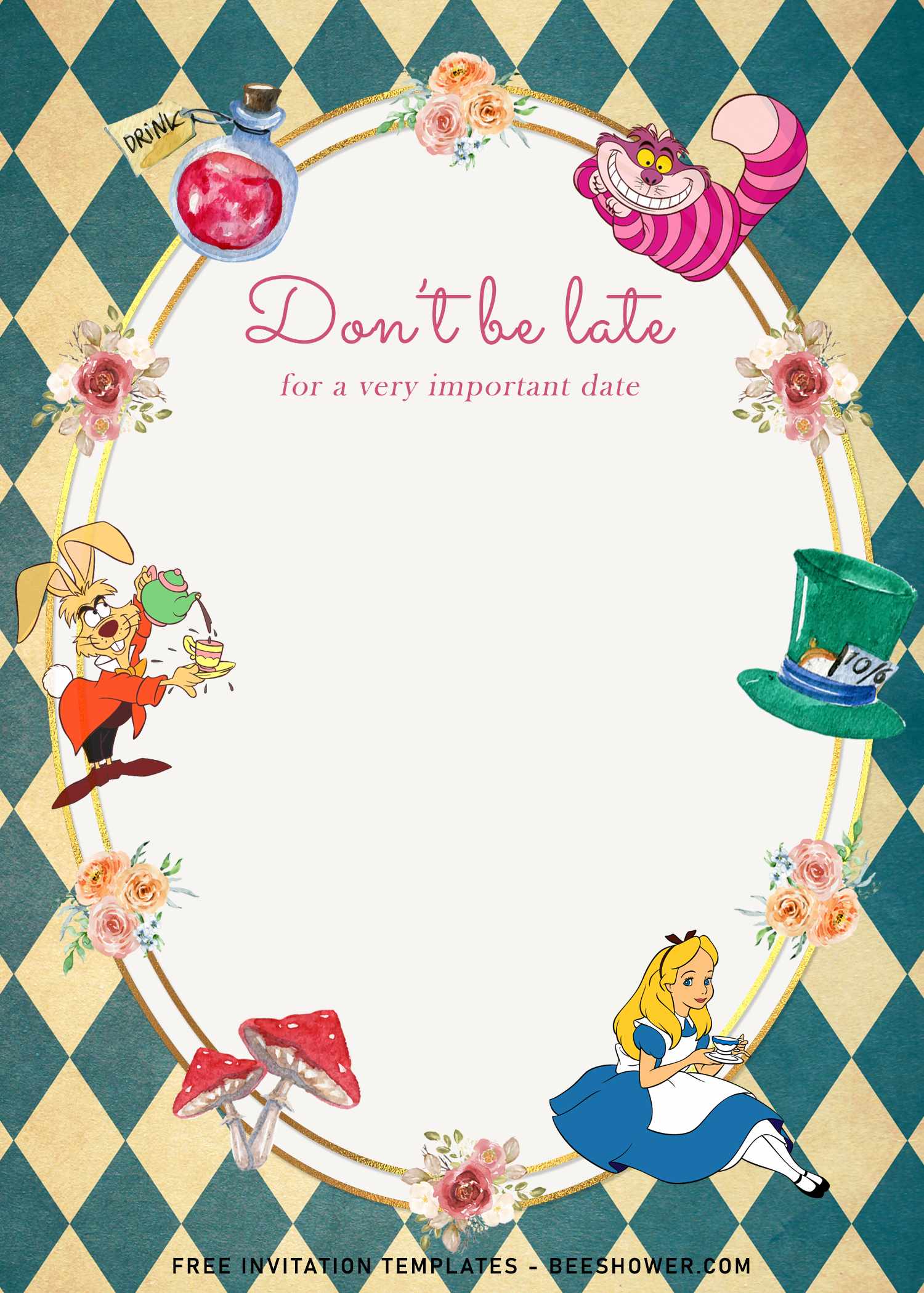 8-vintage-cute-alice-in-wonderland-birthday-invitation-templates