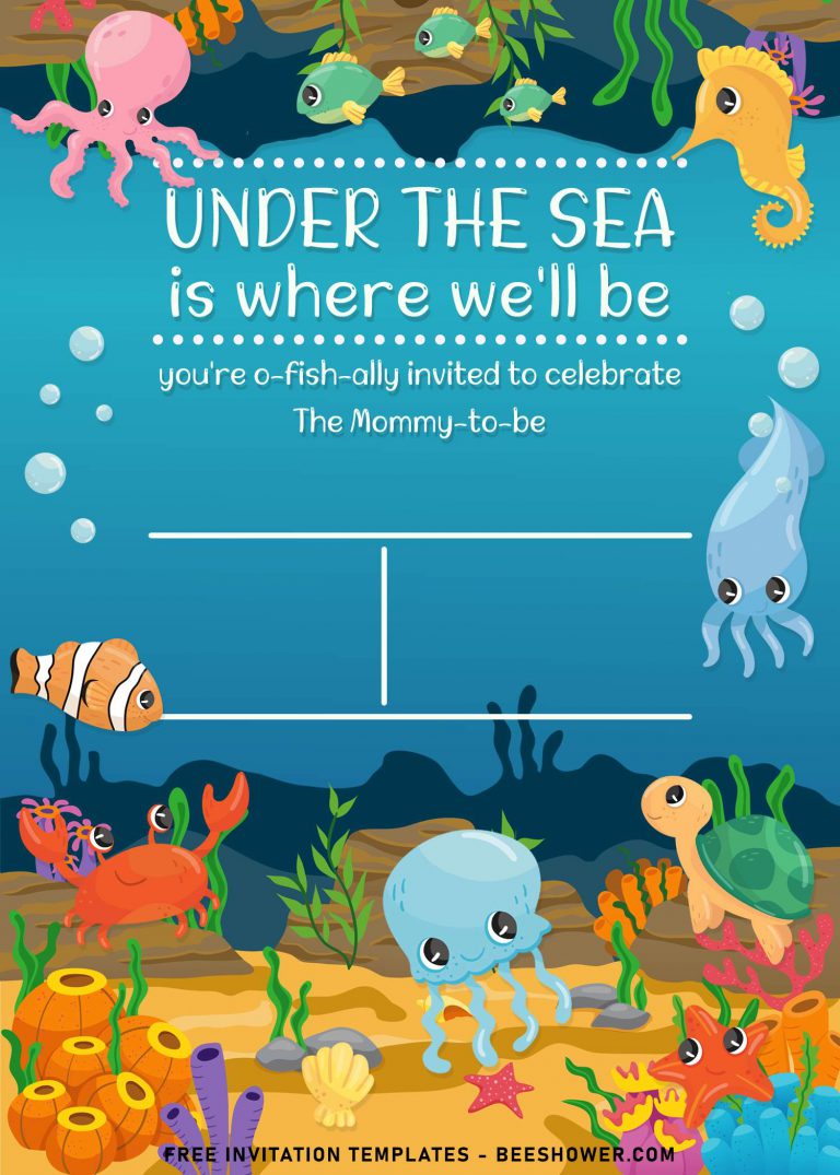 Blank Under The Sea Invitation Template Free
