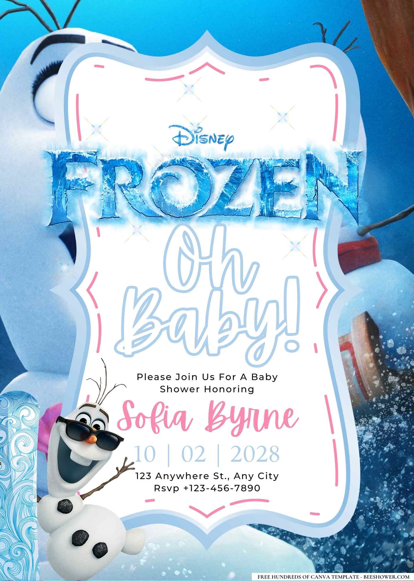 22 Olaf Frozen Baby Shower Invitation Templates Beeshower